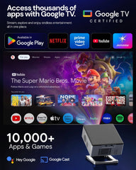E Gate S9 Pro 100% धूल प्रूफ़ ऑटोमैटिक एंड्रॉयड प्रोजेक्टर, 15500 लुमेन, FHD 1080p नेटिव और 4K HDR, ऑटो (कीस्टोन+फोकस+ऑब्स्टैकल+टिल्ट), 2GB-32GB, HDMI-ARC, WiFi 6, ब्लूटूथ 
