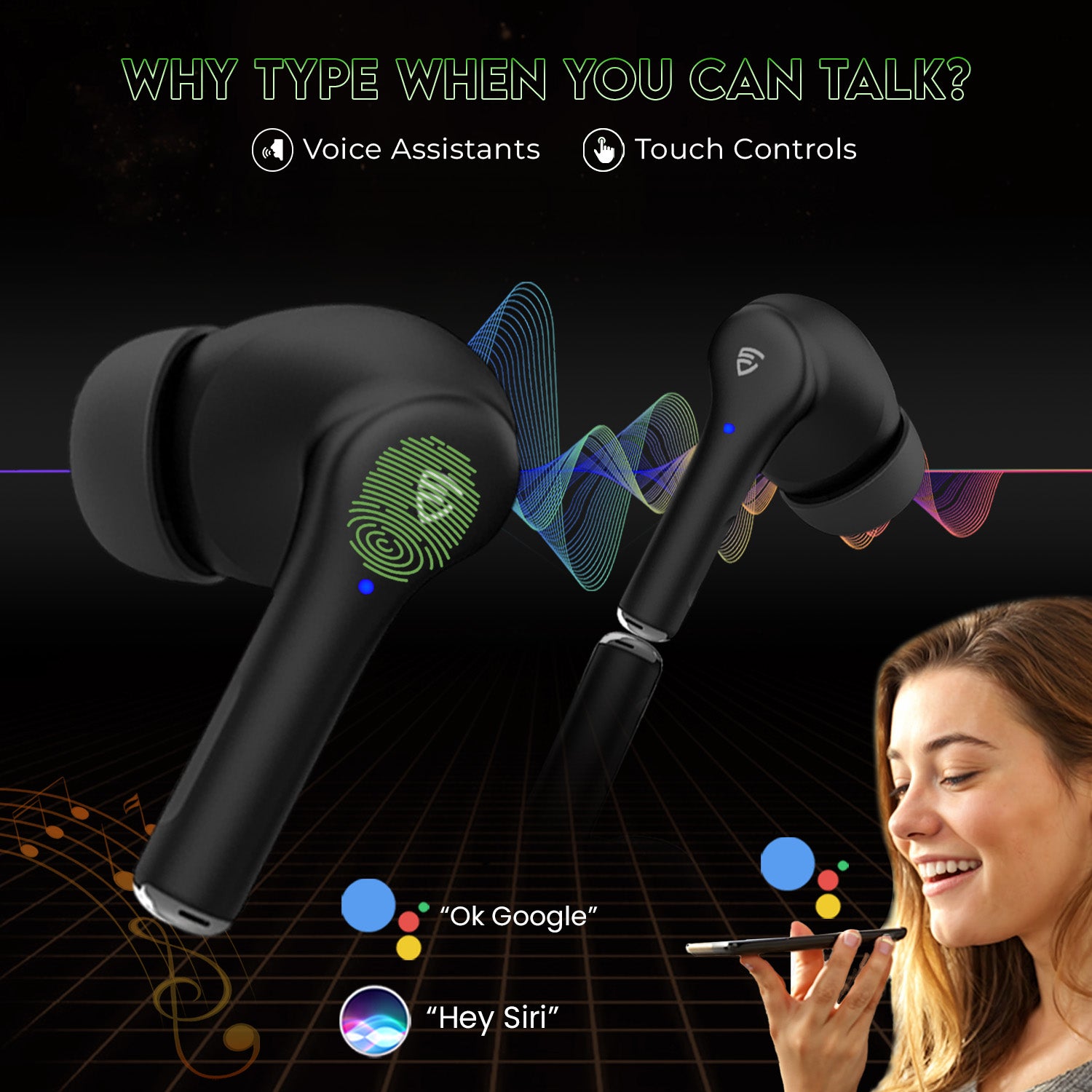 E Gate C9 TWS Earbuds with 33 Hrs Playtime,Dual Mics,Touch Control,Low Latency, BT v5.0 Bluetooth Ear buds with Voice Assistant,13mm Bass Dynamic Driver, Water Resistant Wireless Earphones (Black)