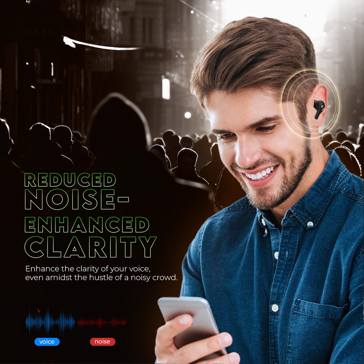 E Gate C9 TWS Earbuds with 33 Hrs Playtime,Dual Mics,Touch Control,Low Latency, BT v5.0 Bluetooth Ear buds with Voice Assistant,13mm Bass Dynamic Driver, Water Resistant Wireless Earphones (Black)